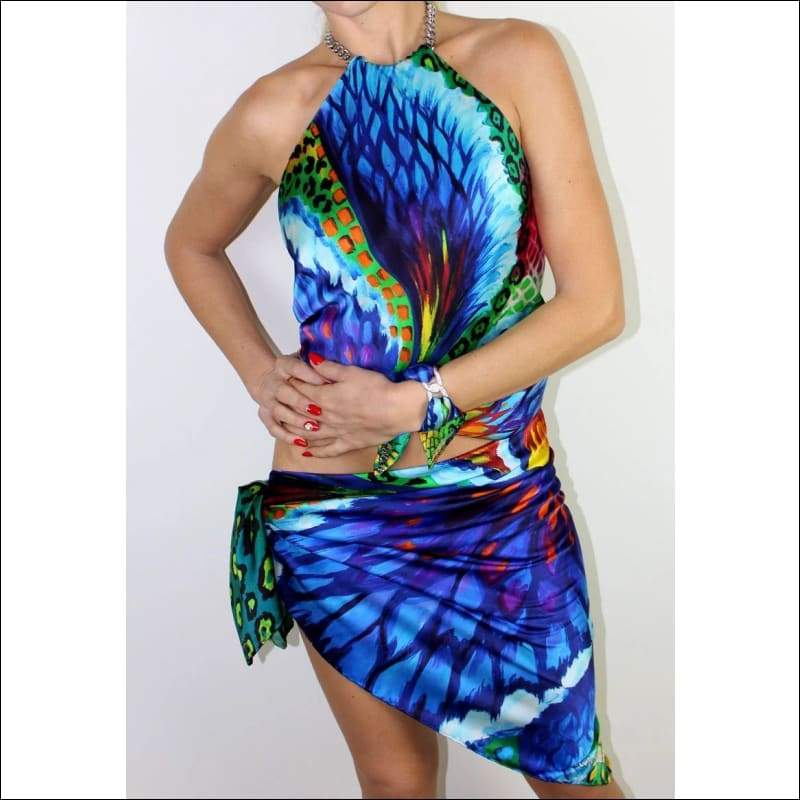 Blue Iris silk pareo 110x110 cm - Tops & Pareos