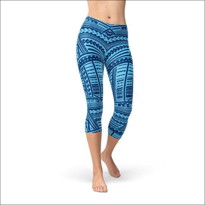 Blue Maori Capri Leggings - Leggings