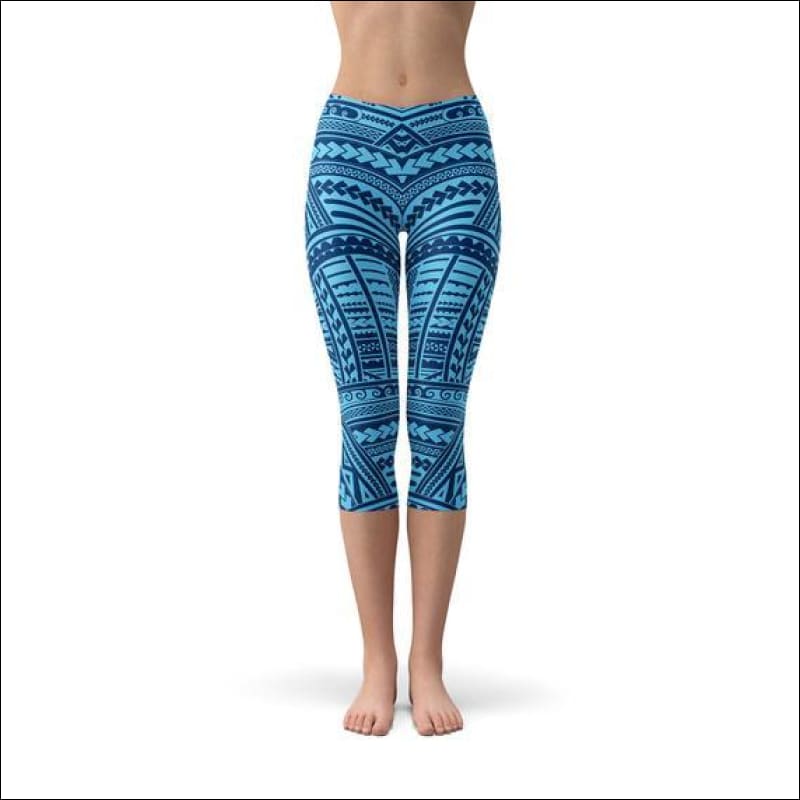 Blue Maori Capri Leggings - Leggings