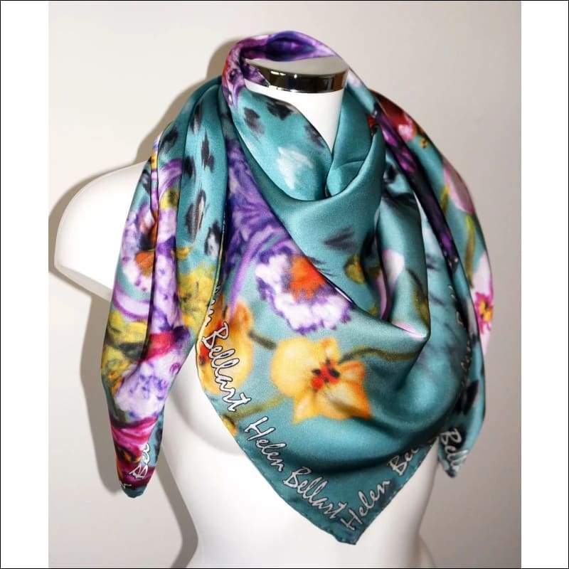 Blue Spring silk scarf 110x110 cm - Silk Scarves