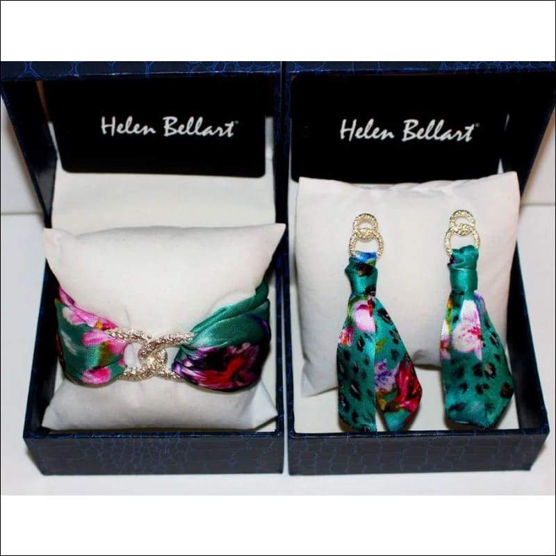 Blue Spring silk tie earring - Gold - Earrings