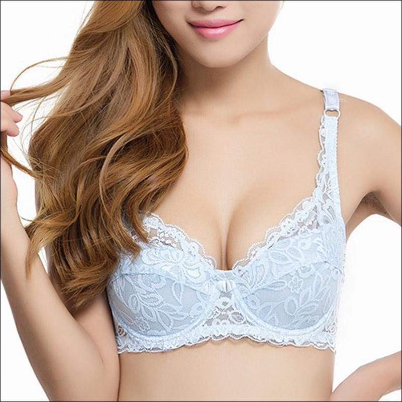 Breathable Underwear Full Lace Gather Adjustable Bra - 