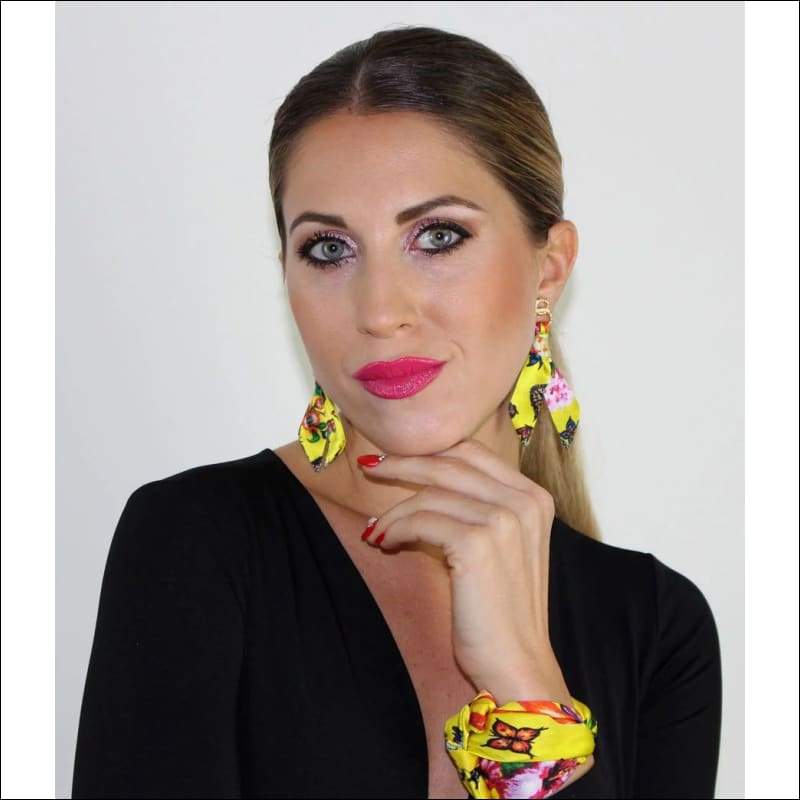 Butterfly Paradise silk tie earring - Gold - Earrings