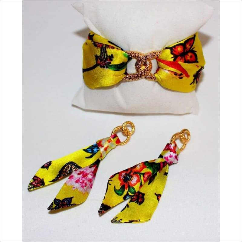Butterfly Paradise silk tie earring - Gold - Earrings