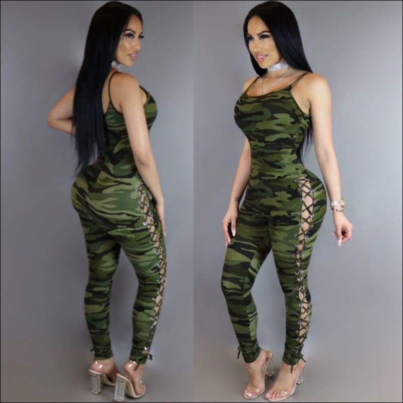 Camouflage Print Bandage Hollow Tight Sling - XL / 