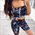 Camouflage Print Spaghetti Strap Tube Top And Tight Shorts