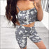 Camouflage Print Spaghetti Strap Tube Top And Tight Shorts