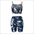 Camouflage Print Spaghetti Strap Tube Top And Tight Shorts