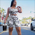 Camouflage Print Spaghetti Strap Tube Top And Tight Shorts