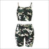 Camouflage Print Spaghetti Strap Tube Top And Tight Shorts