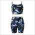 Camouflage Print Spaghetti Strap Tube Top And Tight Shorts