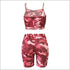 Camouflage Print Spaghetti Strap Tube Top And Tight Shorts