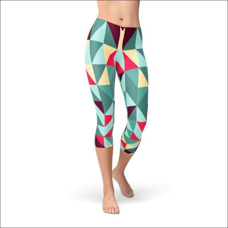 Womens Capri Leggings w/ Geometric Triangles - Leggings