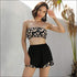 Casual Flower Print Tube Top High-waisted Shorts Two-piece Set