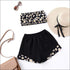 Casual Flower Print Tube Top High-waisted Shorts Two-piece Set