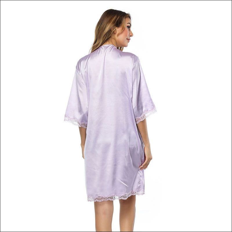 Casual Half Sleeve Surplice Loose Night-robe - Lingerie & 