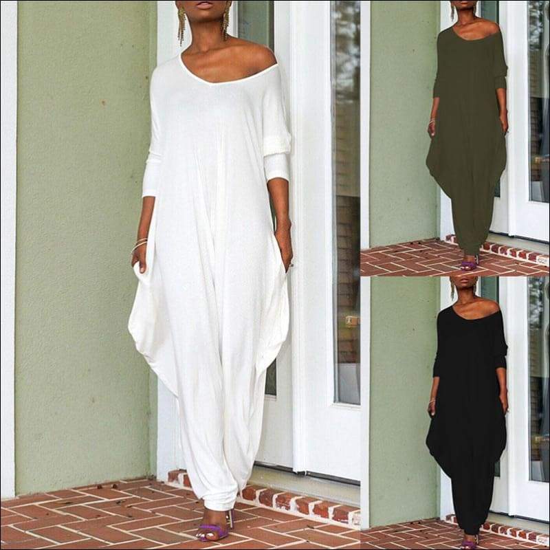 Casual Loose Dolman Backless Jumpsuit - Jumpsuits