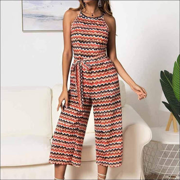 Casual Multicolor Wavy Print Sleeveless