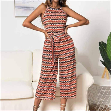 Casual Multicolor Wavy Print Sleeveless