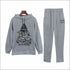 Casual Outdoor Sportswear Christmas Tree Print Hoodies And Sweatpants Set