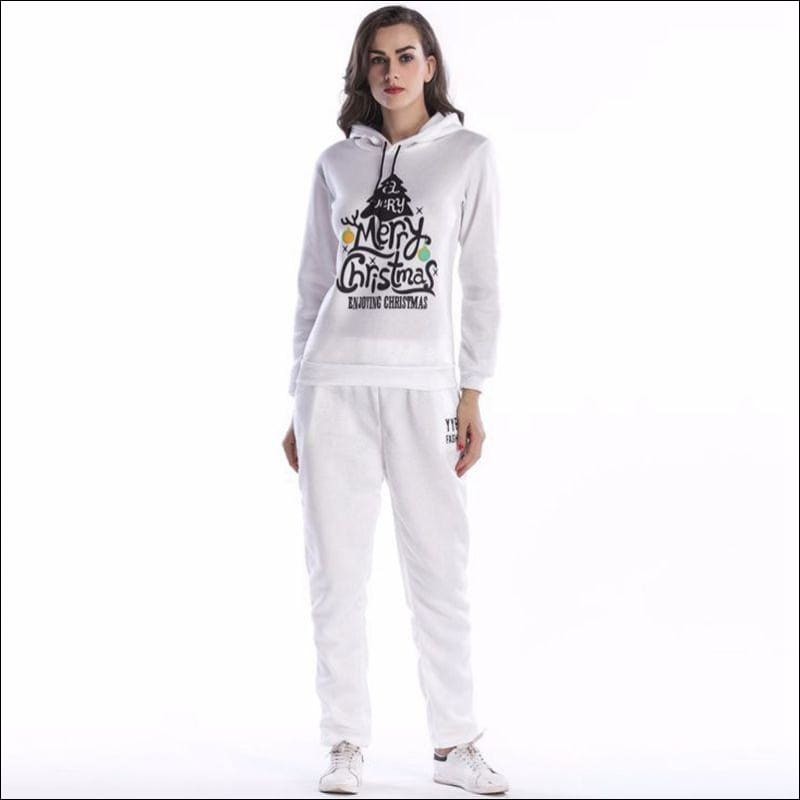 Casual Outdoor Sportswear Christmas Tree Print Hoodies And 