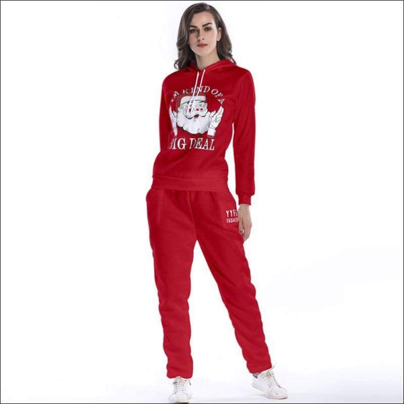 Casual Outdoor Sportswear Santa Claus Print Hoodies And 