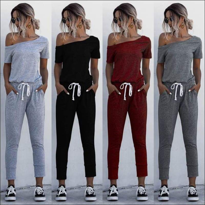Casual Short-sleeve Irregular Jumpsuits - Jumpsuits