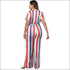 Casual Short-sleeve Stripe Print Jumpsuits