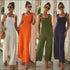 Casual Sling Patchwork Sleeveless Jumpsuits