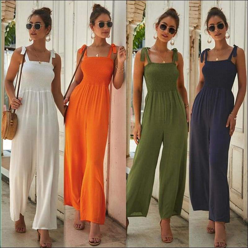 Casual Sling Patchwork Sleeveless Jumpsuits - Jumpsuits