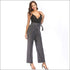 Casual Spaghetti Strap Stripes Print Surplice Jumpsuits