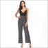 Casual Spaghetti Strap Stripes Print Surplice Jumpsuits