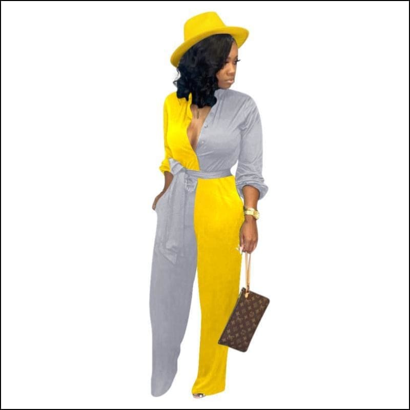 Casual Stand Collar Single-breasted Long-sleeve Jumpsuits - 