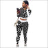 Casual Stars Print Long-sleeve Crop Top Leggings