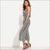 Casual Strapless Classic Stripes Print Wide-leg Jumpsuits