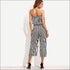 Casual Strapless Classic Stripes Print Wide-leg Jumpsuits