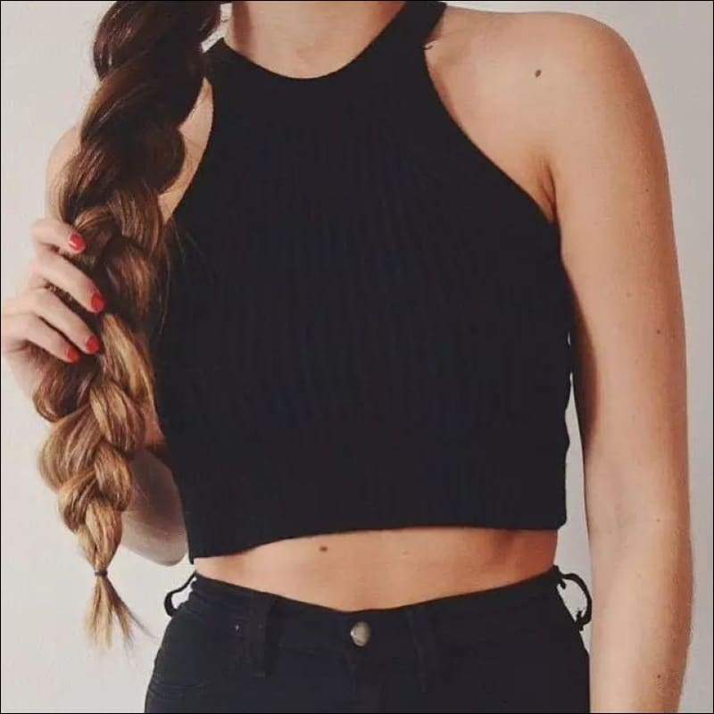 Casual Summer Sleeveless Cropped Knitting Tank Tops - Petite