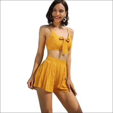 Casual Summer Sweet Bowknot Decor Cropped Camis Shorts