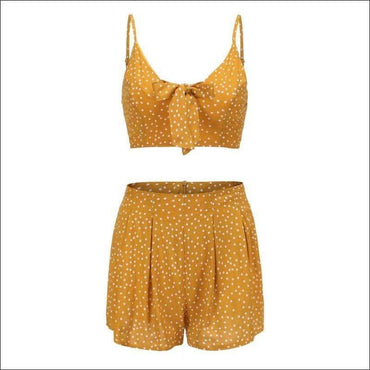 Casual Summer Sweet Bowknot Decor Cropped Camis Shorts