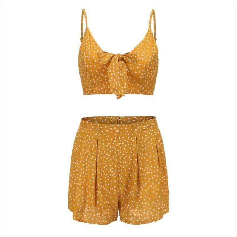 Casual Summer Sweet Bowknot Decor Cropped Camis Shorts - XL 