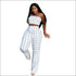 Checkered Pattern Cropped Camis Casual Pants