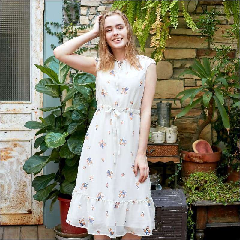 Chiffon Floral Swing Dress - Dress