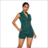 Classic Lapel Double-breasted Sleeveless Solid Color Top Shorts Suit Set