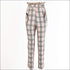 Classic Plaid Print Women Frilled High-waisted Casual Pants