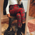Classic Plaid Print Women Frilled High-waisted Casual Pants
