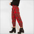Classic Plaid Print Women Frilled High-waisted Casual Pants