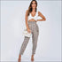 Classic Plaid Print Women Frilled High-waisted Casual Pants