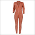 Classic Stripes Print Long-sleeve V Neck Sexy Tight Jumpsuits