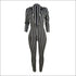 Classic Stripes Print Long-sleeve V Neck Sexy Tight Jumpsuits