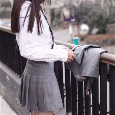 Classical Preppy Style Solid Color Pleated Skirt